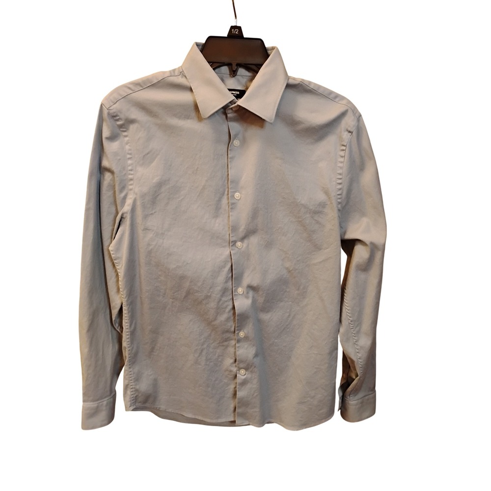 Express Slim 1MX Mens Small Light Blue Long Sleeve Button Down Shirt Stretch